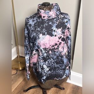 COS Abstract Paint Splatter Print Top Cupro US 10 Artistic Minimalist